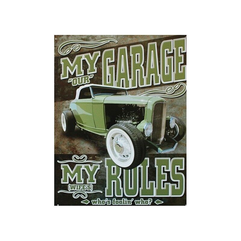 Targa in metallo IL MIO GARAGE LE MIE REGOLE.