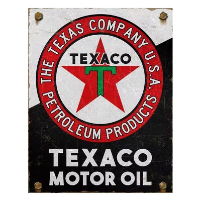 Placa metálica aceite motor TEXACO blanco y negro