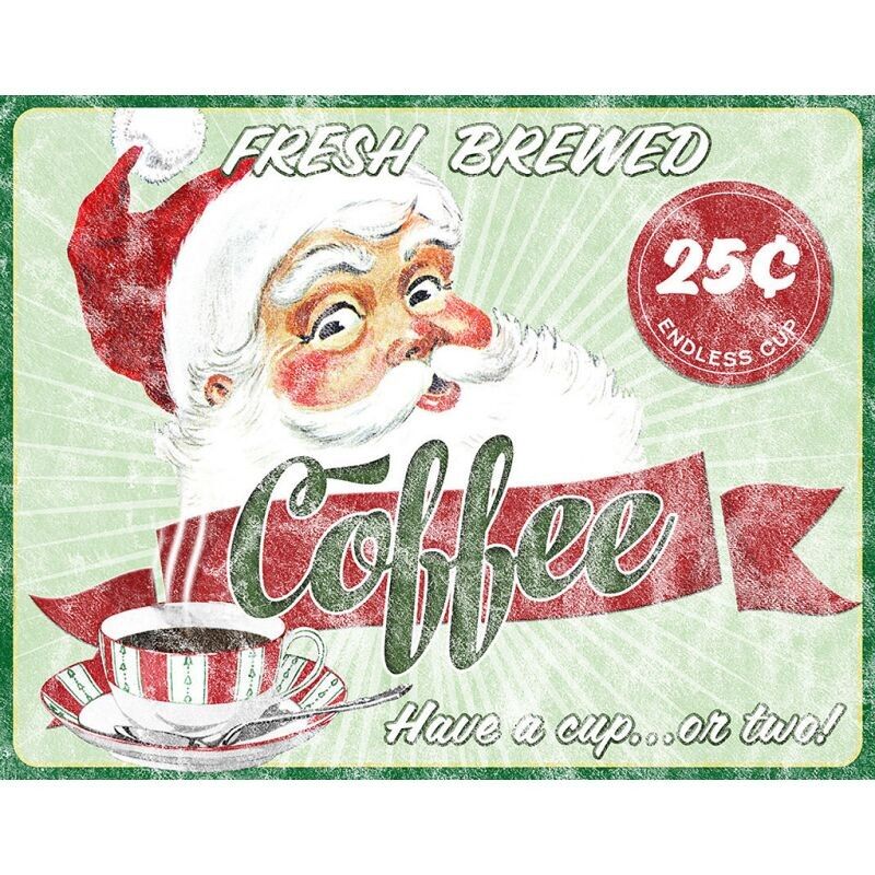 Plaque metal SANTA COFFEE