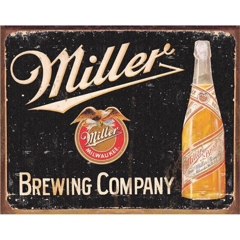 Targa in metallo vintage Miller Brewing