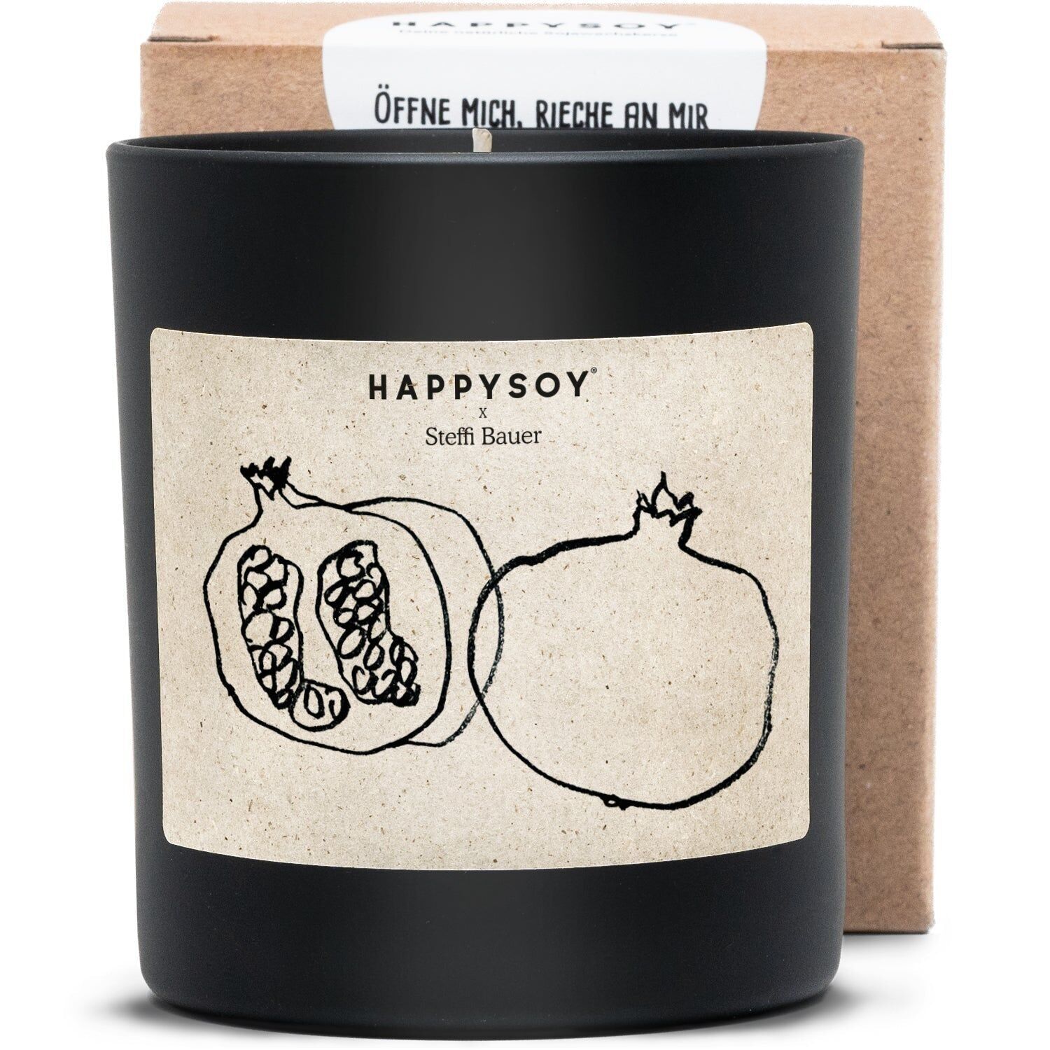 Scented candle - HAPPYSOY® Art Collection by Steffi Bauer "Pomegranate"