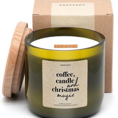 Bougie parfumée - Café, bougie et musique de Noël