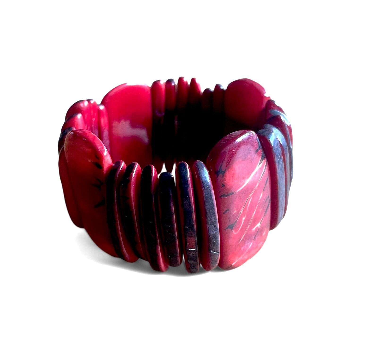 Bracciale Tagua Snello rosso bordeaux.