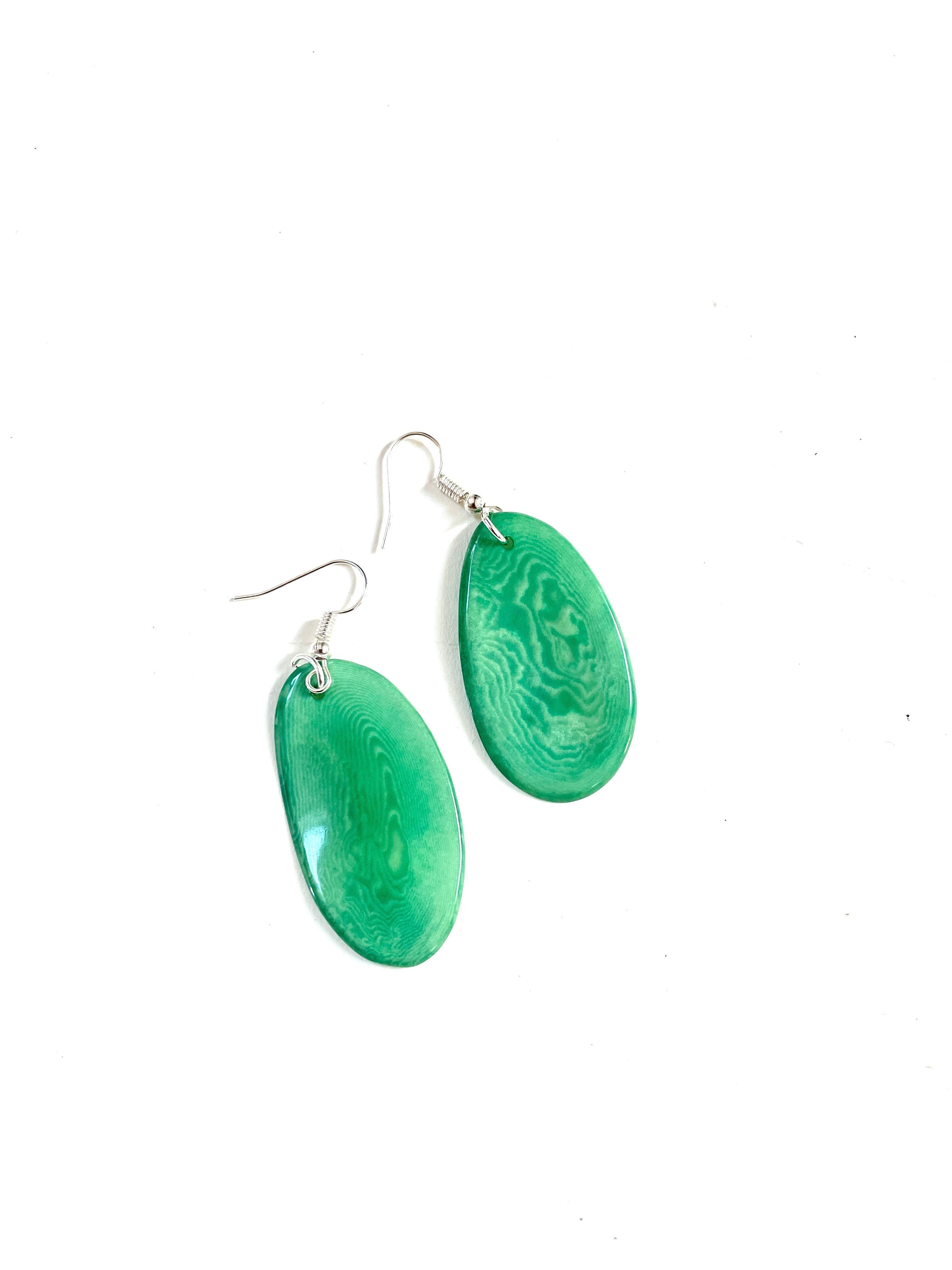 Tagua earring Taja Emerald