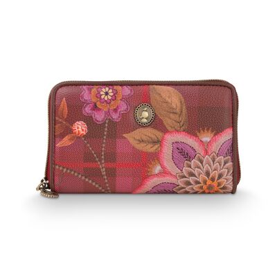 Portafoglio Willow Flores Felices Rosso 18x3x11cm - PIP STUDIO