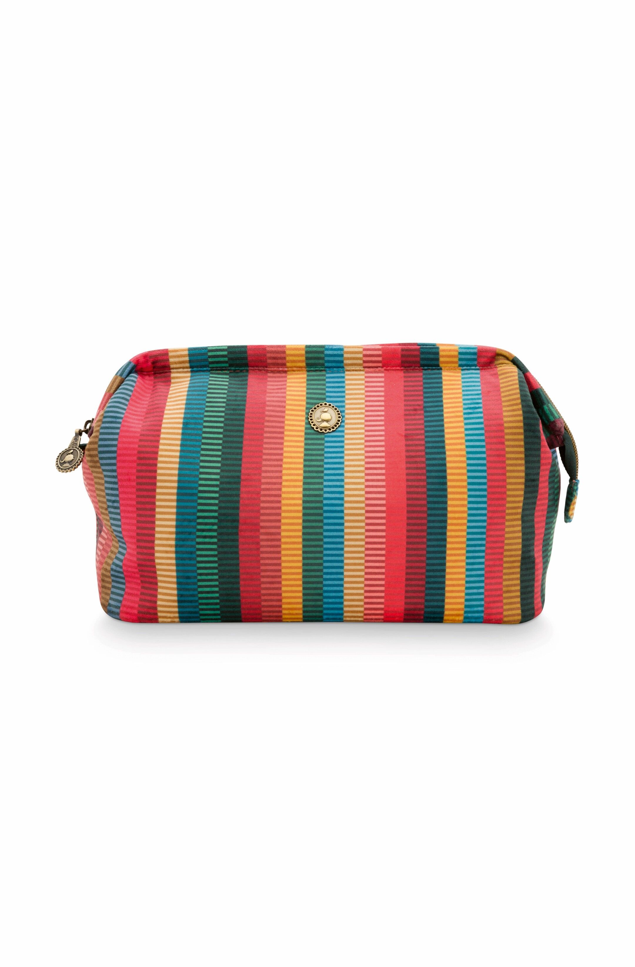 Cosmetic Purse Large Velours Jacquard - Rayures multicolore - 26x18x1 - PIP STUDIO