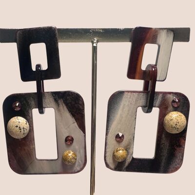 Pendientes de Resina Transparente con Piedra Jaspe Paisaje – Joyería Naturaleza y Equilibrio