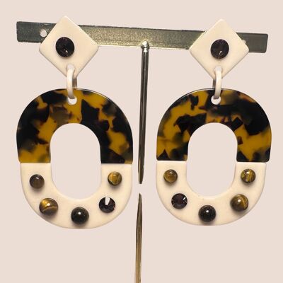 Resin Earrings with Tiger Eye Stone – Strength and Elegance