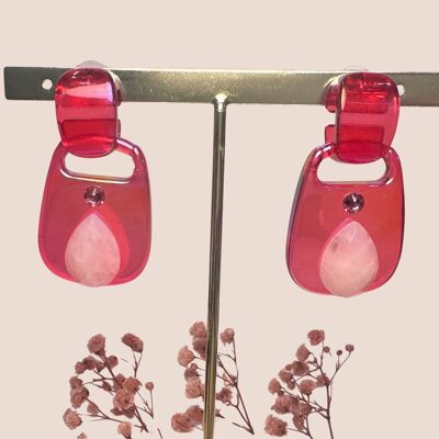 Orecchini in Resina e Quarzo Rosa – Amore e Serenità