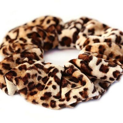 Scrunchie de terciopelo leopardo marrón