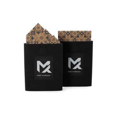 MAY-TIE cork pocket square | Baroque Blue | Vegan | Pre-Fold, pre-folded 2-in-1