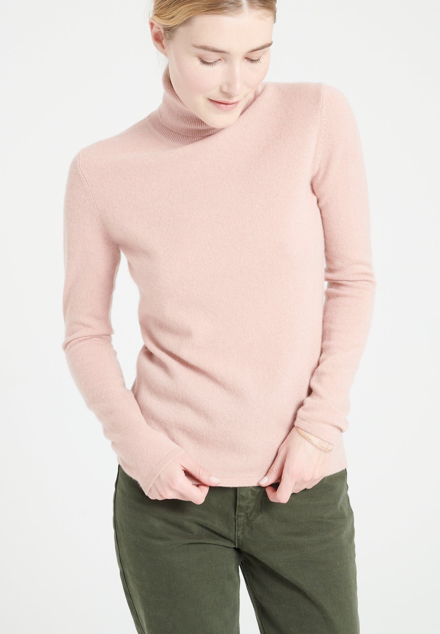 LILLY 3 Maglia dolcevita in cashmere rosa cipria