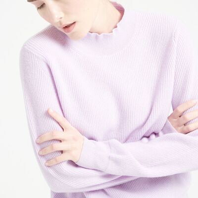 MIA 1 Lilac Ribbed Cashmere High Neck Sweater