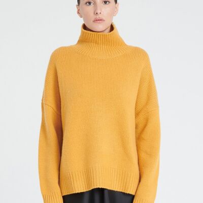 ZAYA 3 10-ply mustard yellow cashmere turtleneck sweater