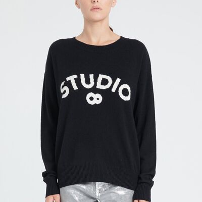 Maglia girocollo ZAYA 4 “STUDIO 8” in cashmere nero