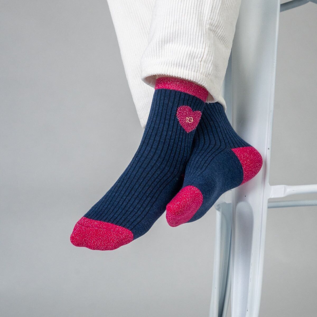 Calzini in cotone pettinato Cuore - Blu navy