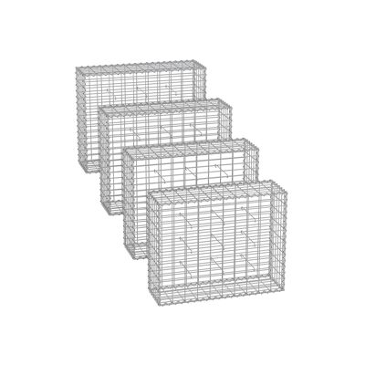 Set di 4 cestini in gabbione 100 x 80 x 30 cm argento