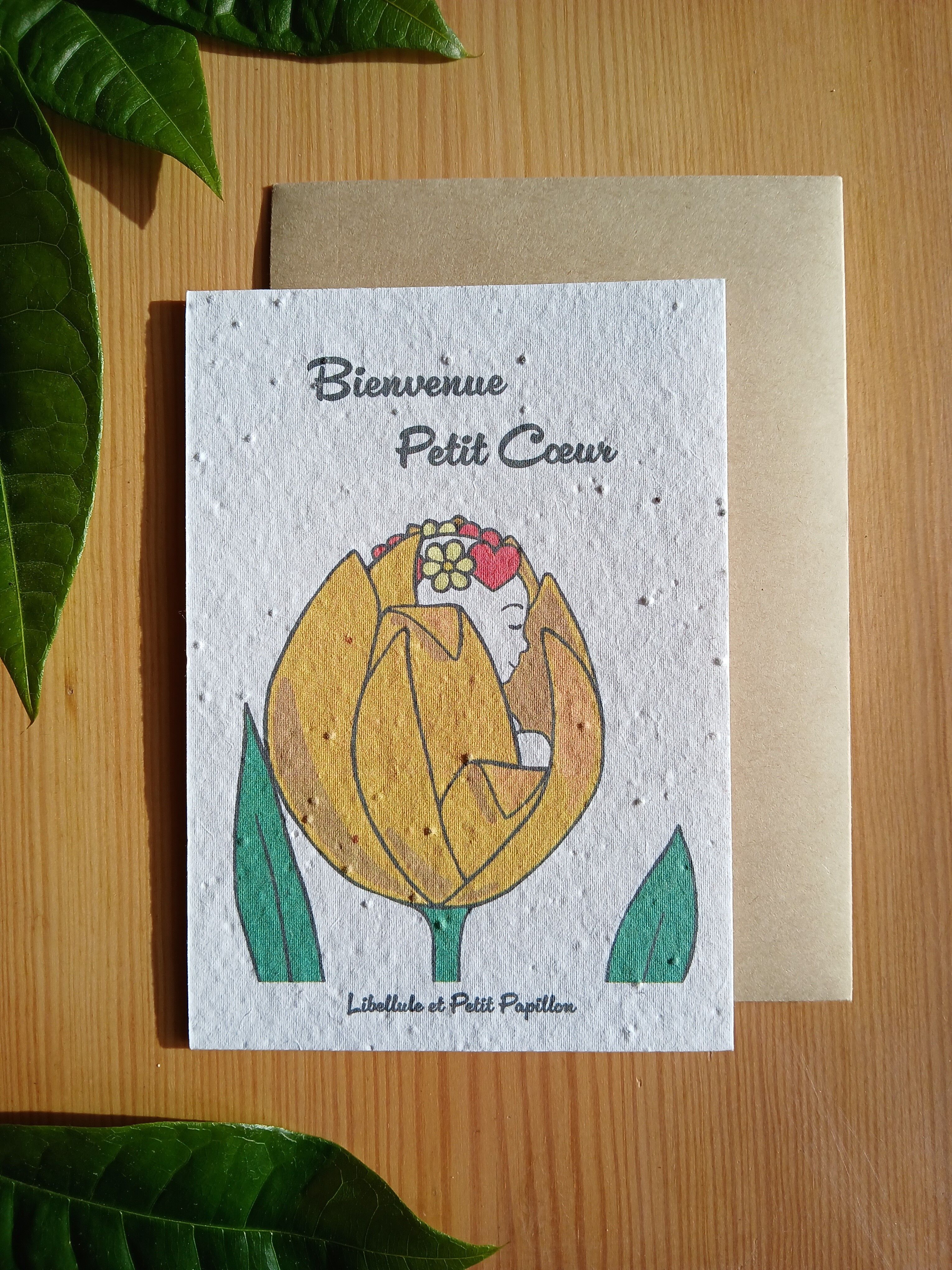 Biglietto piantabile "Benvenuto piccolo cuore"