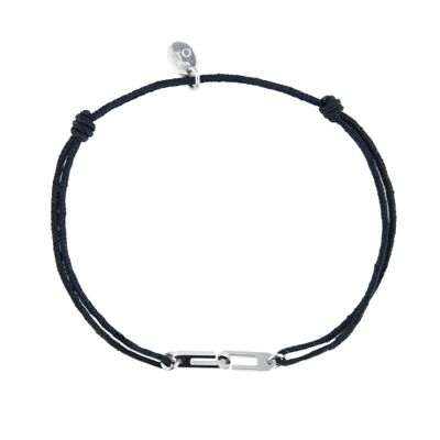 Bracelet Osmose Argent sur cordon au choix - noir