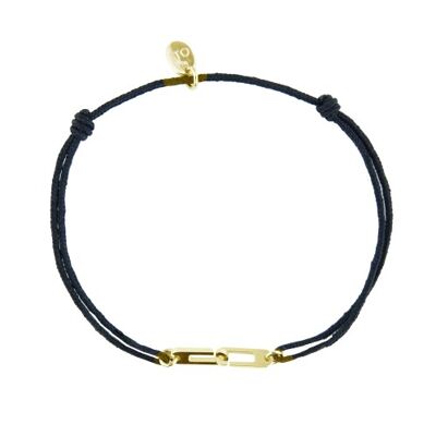Bracelet Osmose sur cordon ajustable au choix en vermeil jaune - Fermoir Small - anthracite