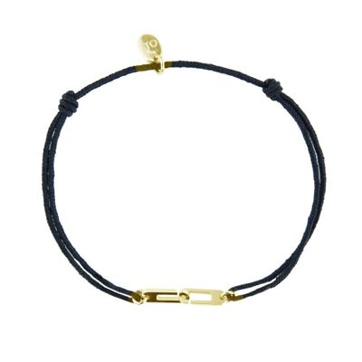 Bracelet Osmose sur cordon ajustable au choix en vermeil jaune - Fermoir Small - Noir