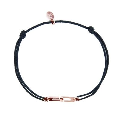 Bracelet Osmose sur cordon ajustable au choix en vermeil rose - Fermoir Small - anthracite