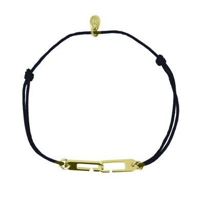 Bracelet Osmose sur cordon ajustable au choix en vermeil jaune - Fermoir medium - anthracite