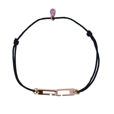 Bracelet Osmose sur cordon ajustable au choix en vermeil rose - Fermoir Medium - anthracite - 2.9 cm x 0.5 cm