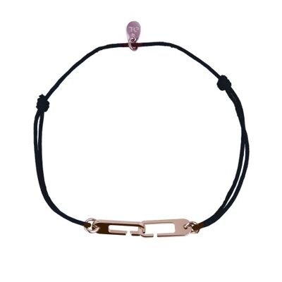 Bracelet Osmose sur cordon ajustable au choix en vermeil rose - Fermoir Medium - anthracite - 2.9 cm x 0.5 cm
