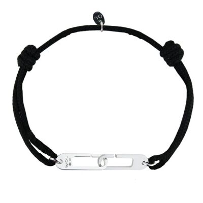 Collier Gaby argent rhodié diamant noir homme