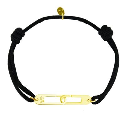 Bracelet Osmose sur cordon ajustable au choix Vermeil jaune - Fermoir Large - anthracite