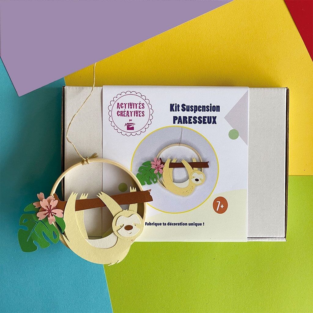 Fai da te - Kit creativo da realizzare - PIGRO - su un cerchio di bambù