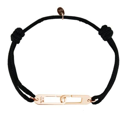 Bracelet Osmose sur cordon ajustable au choix Vermeil rose - Fermoir Large - anthracite
