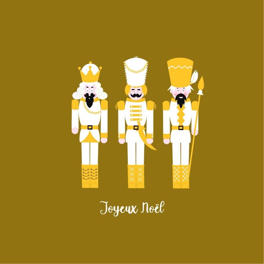 WEIHNACHTEN - Illustrierte quadratische Postkarte + Umschlag - Nussknacker