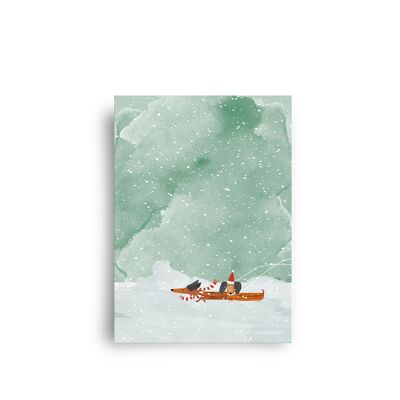 carte postale 'teckels dans la neige'