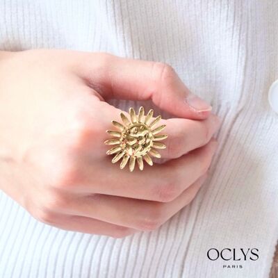 Anillo Lilia de acero con flores