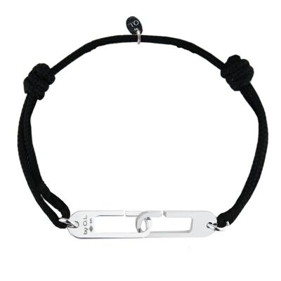 Bracelet Osmose Argent sur cordon au choix - Fermoir XL - mandarine