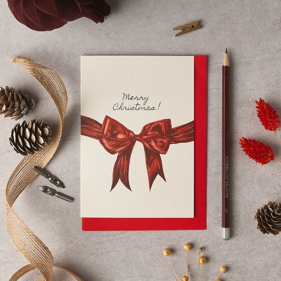 Biglietto di Natale con fiocco