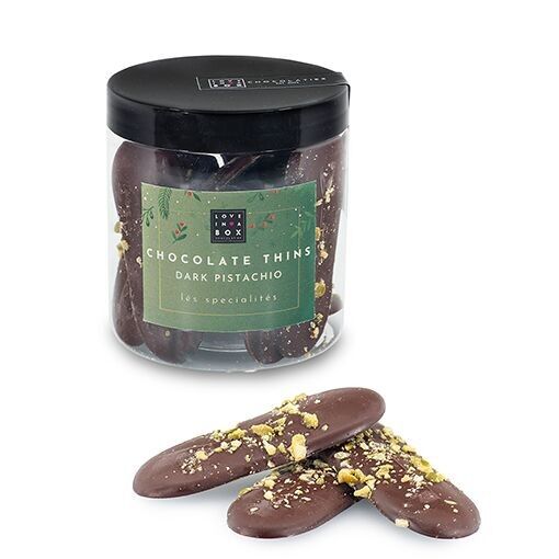 Christmas Chocolate Thins Dark Pistachio – sottilissimi cioccolato fondente ripieni di pistacchio