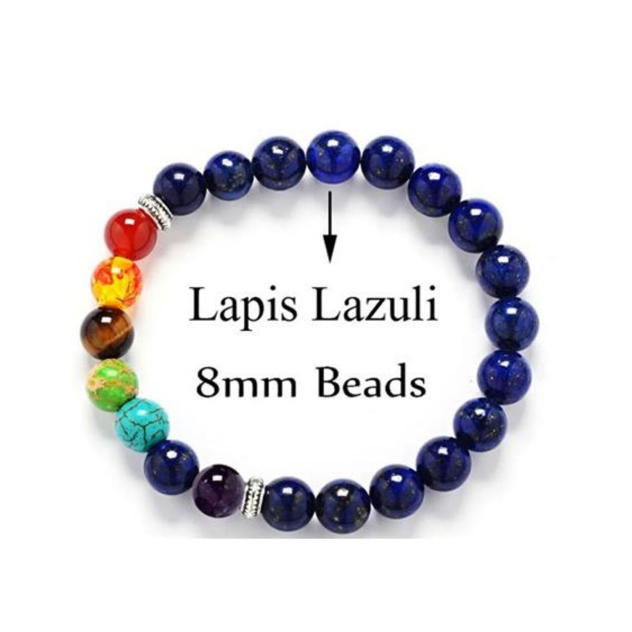 Sieben Charka Lapislazuli Armband 8mm
