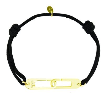 Bracelet Osmose sur cordon ajustable au choix en vermeil jaune - Fermoir XL - anthracite