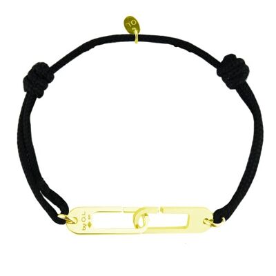 Bracelet Osmose sur cordon ajustable au choix en vermeil jaune - Fermoir XL - argent