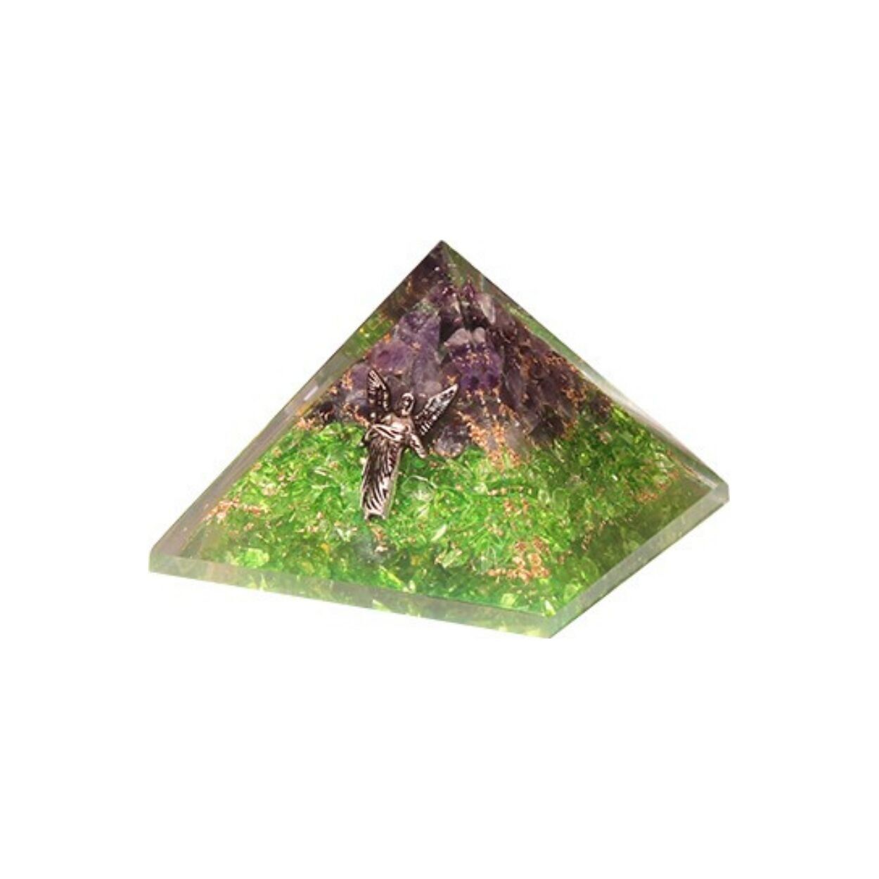 Orgonite Pyramid Perridot & Amethyst With Angel Raphael  70