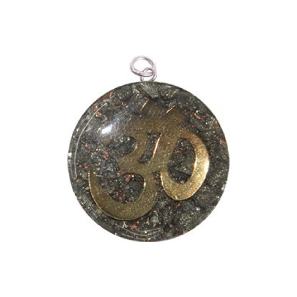 CIONDOLO OM ORGONE ROTONDO - PYARITE