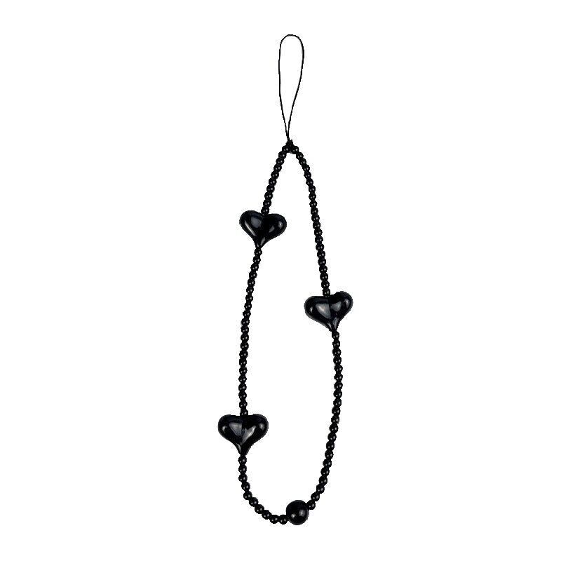 Black Hearts Wristlet Phone Strap