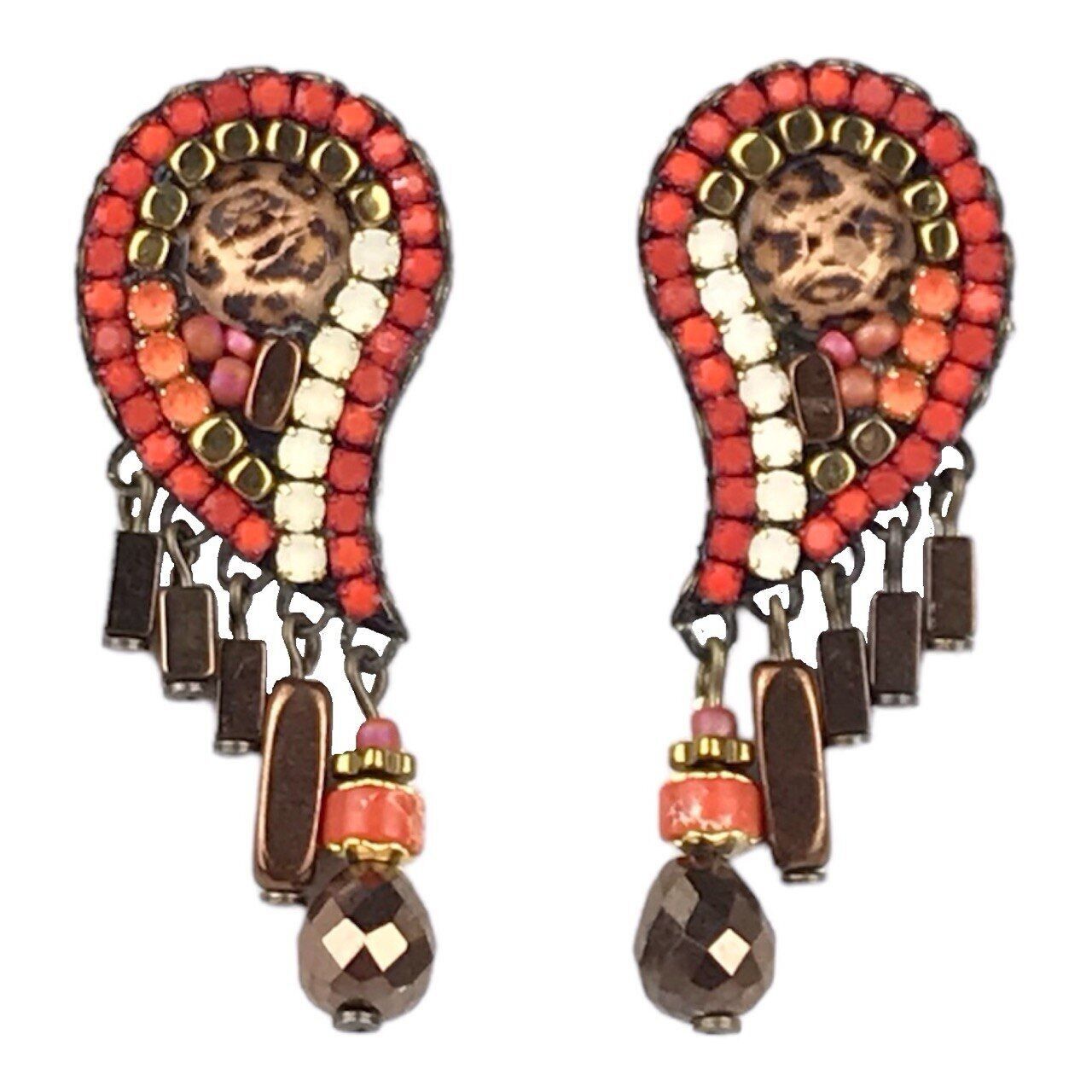 Boucles d'oreilles en cristal de panthère orange