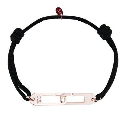 Bracelet Osmose sur cordon ajustable au choix en vermeil rose - Fermoir XL - anthracite