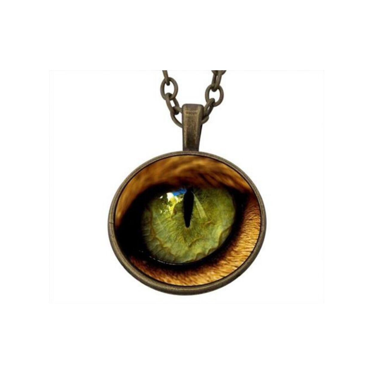 Ciondolo portafortuna Green Cat Eye Love incl. catena