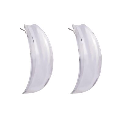 Vivienne Concave Demi Hoop Earrings In White Gold
