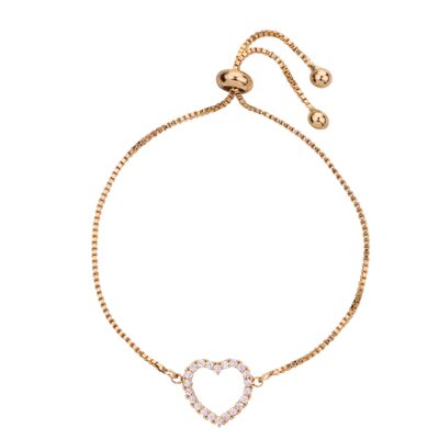 Pulsera Vivienne Heart con cordón y circonitas cúbicas doradas